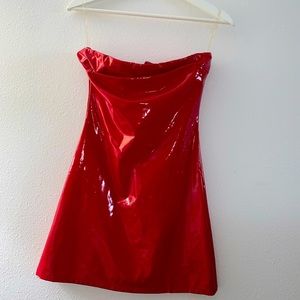 Red latex Tiger Mist strapless dress size xs. Never worn